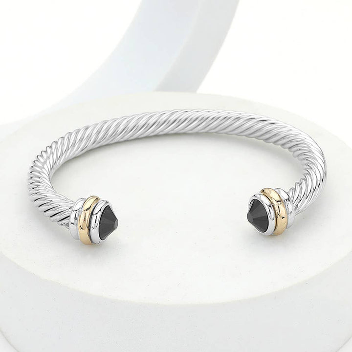 Sensibling Corp. - Stone Tip Twisted Rope Cuff Bracelet
: RD-BK