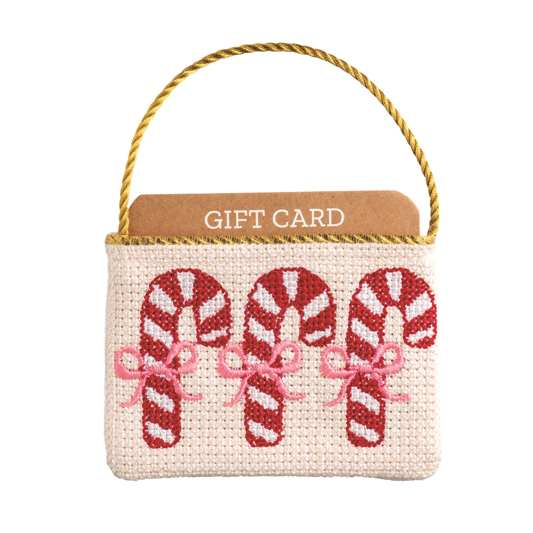 Candy Cane Needlepoint Gift Card Pouch