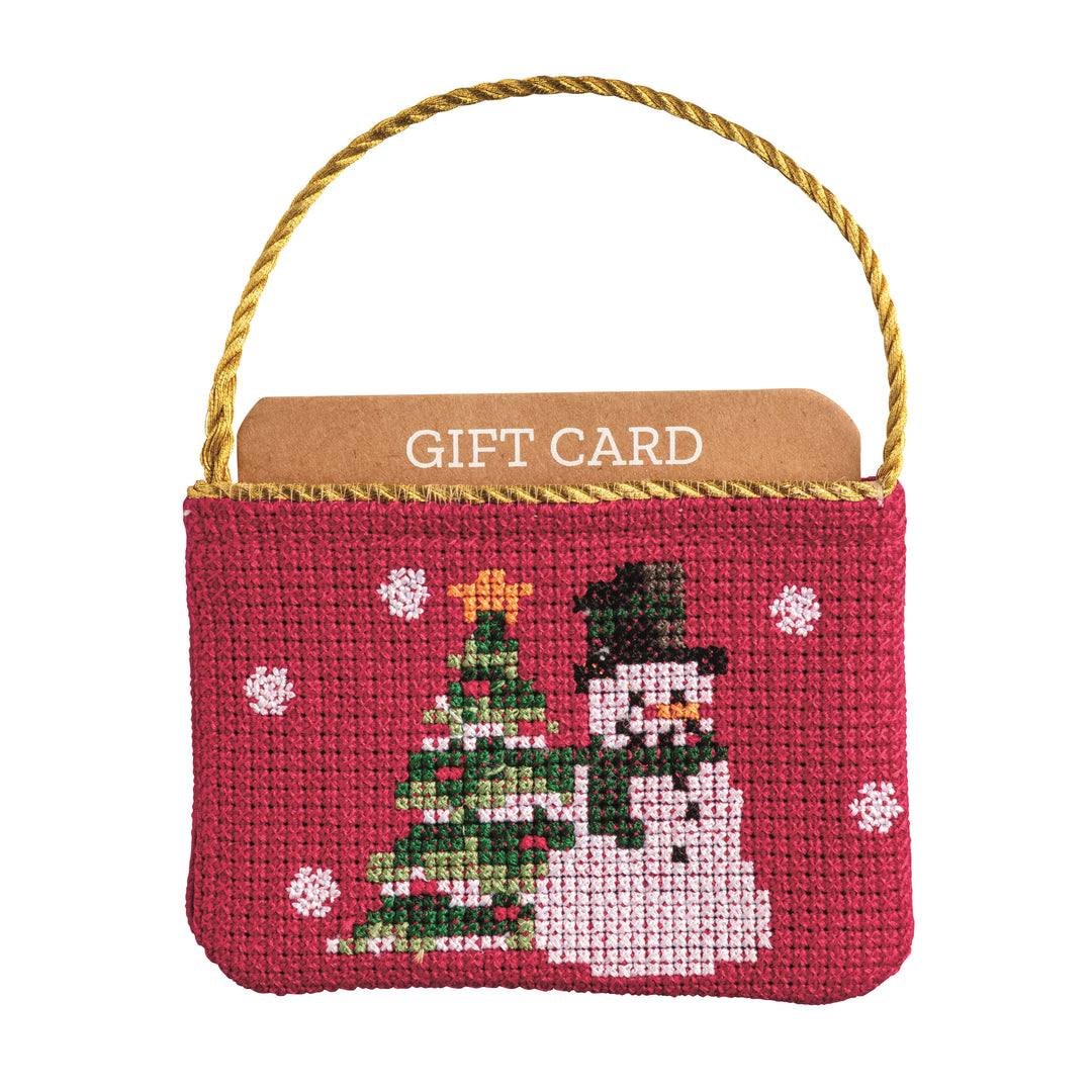 Snowman Needlepoint Gift Card Pouch