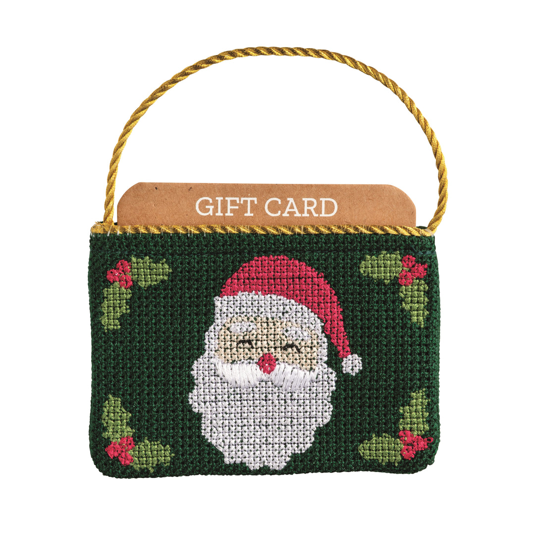 Santa Needlepoint Gift Card Pouch