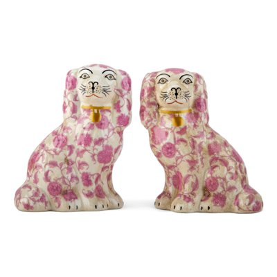 Staffordshire Small Dog Pink Florets (Sold Indv.)
