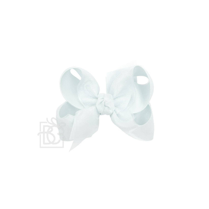Beyond Creations, LLC - LAYERED ORGANZA/GROSGRAIN BOW ON CLIP: 4.5" Large - 1.5" Ribbons on Alligator Clip / Powder Blue