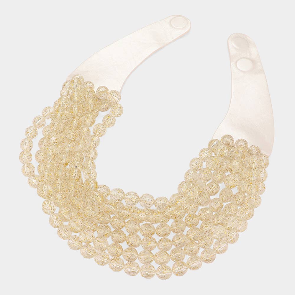 Sensibling Corp. - Chunky Acrylic Bead Layered Faux Leather Magnetic Necklace: Orange