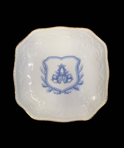 The French Bee & Co - Monogram Wreath Porcelain Bon Bon Tray: S