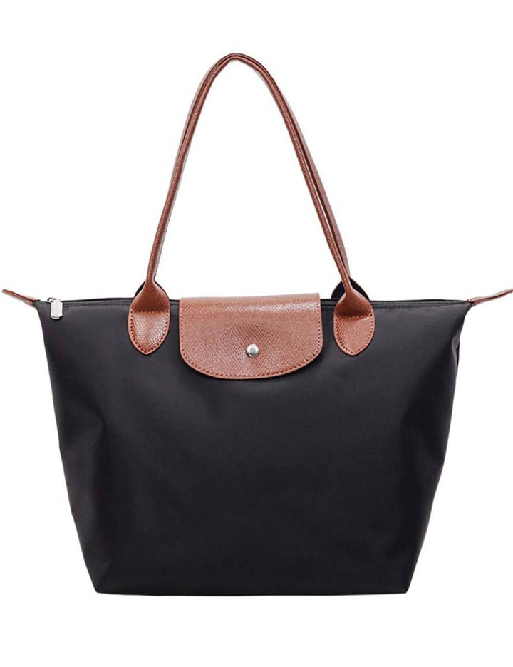 Sweetkama - Ladies Color Block Nylon Shoulder Tote Bag: Navy / OS