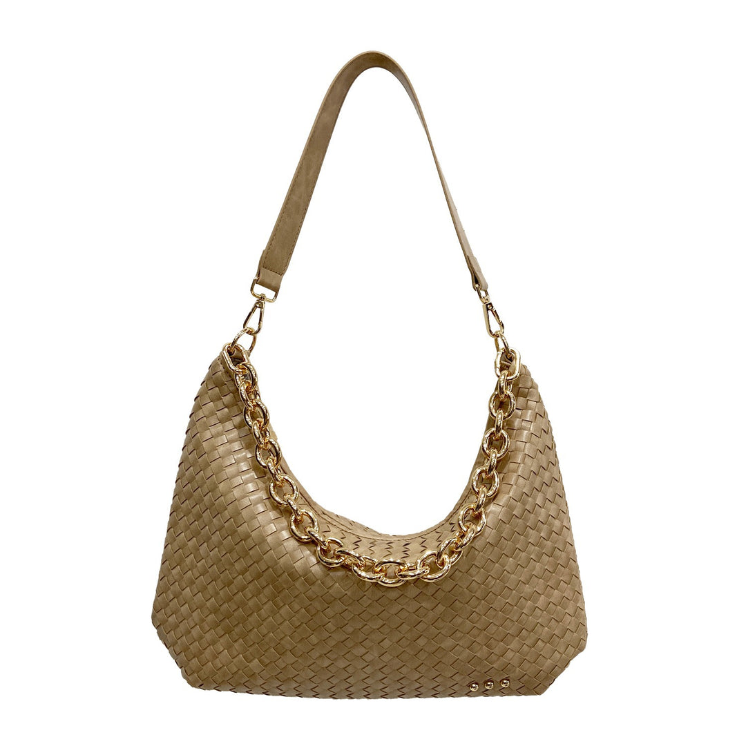 Taupe Sienna Slouchy Woven Shoulder Bag