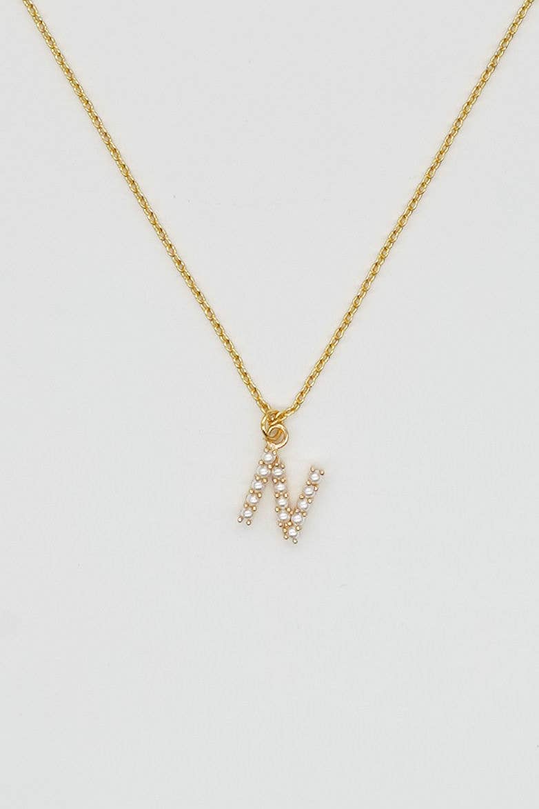 Dainty Love Pearl Initial Necklace: Holiday Favorite!: G / 15" + 3"