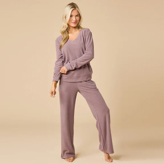 Vintage Terry Raglan V-Neck with Wide Leg Pant