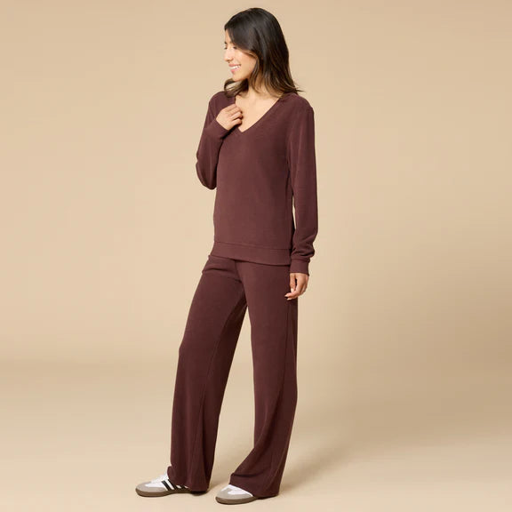 Vintage Terry Raglan V-Neck with Wide Leg Pant