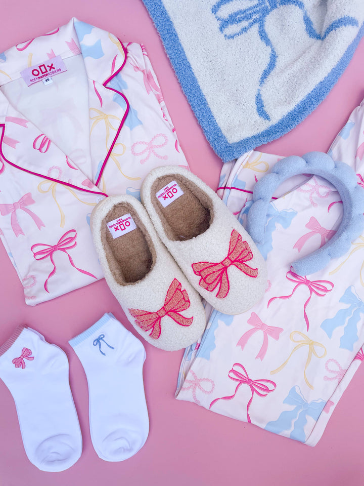 Rock Paper Scissors - Pink Bow Slippers: Small