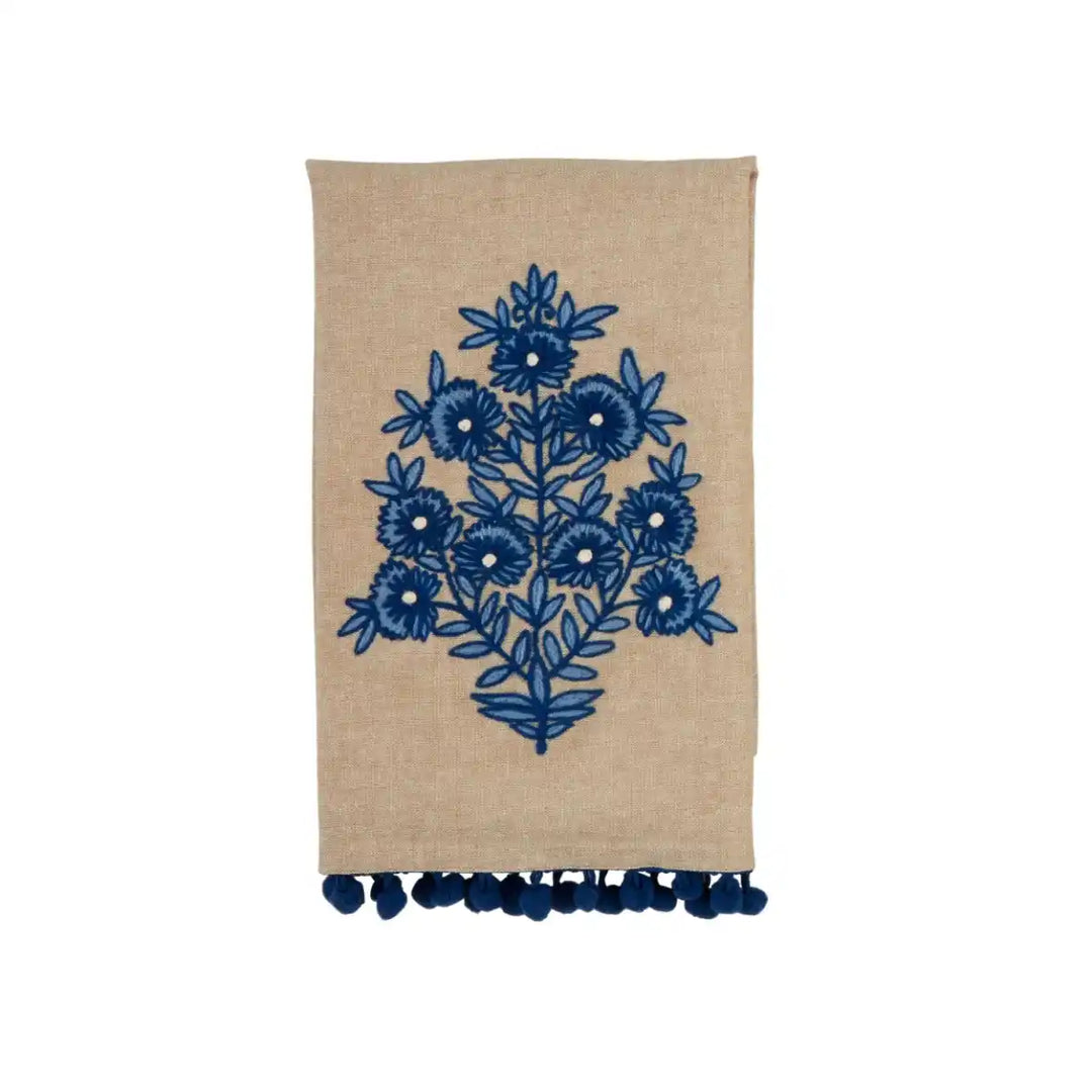 Blue Floral Embroidered Towel 4 styles