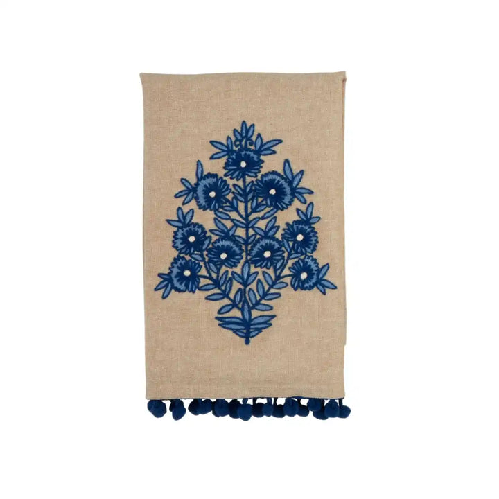Blue Floral Embroidered Towel 4 styles