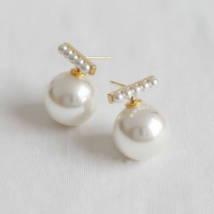 Ellemadera - Geometric Pearl-Inspired Drop Earrings