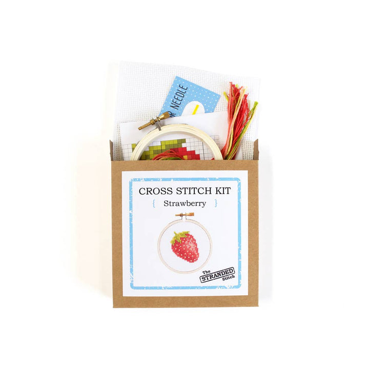 The Stranded Stitch - Strawberry DIY Mini Cross Stitch Kit