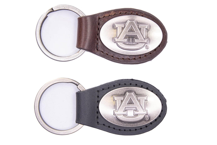 Zep-Pro - Auburn Tigers Oval Leather Key Fob.: Brown