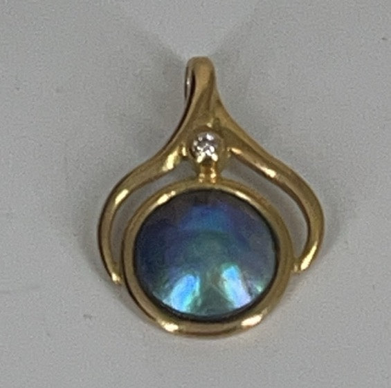 Eatate 18K Gold Diamond Pearl Pendant
