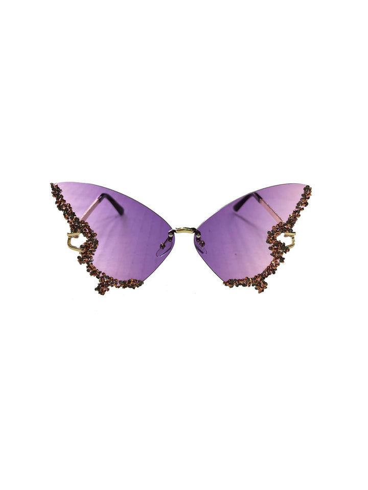 Mardi Gras Creations - Butterfly Rhinestone Sunglasses - Purple