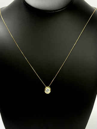 Estate 14K Gold Cubic Zirconia Slide Pendant on 14K 22" Box Chain Necklace