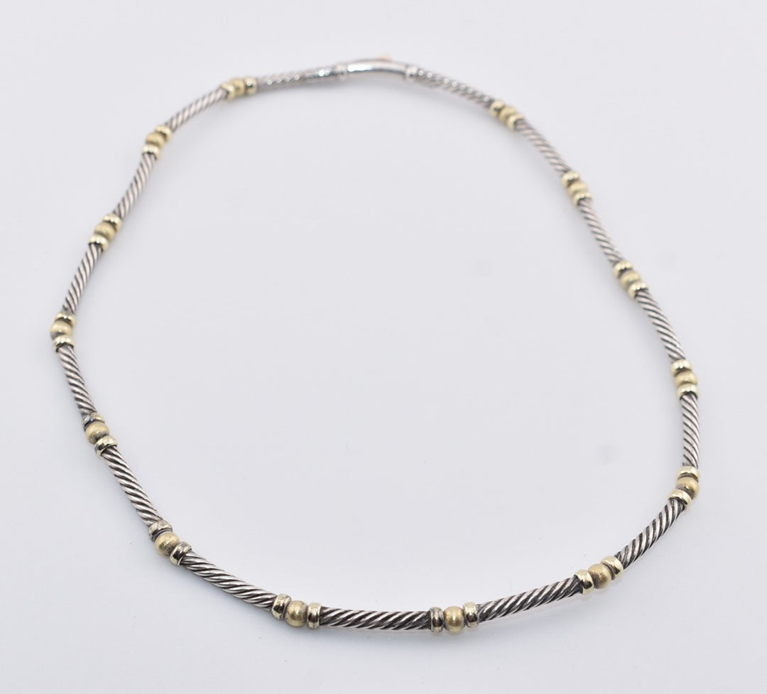 Estate David Yurman - Sterling Silver & 14k Yellow Gold Segment Necklace - Estate