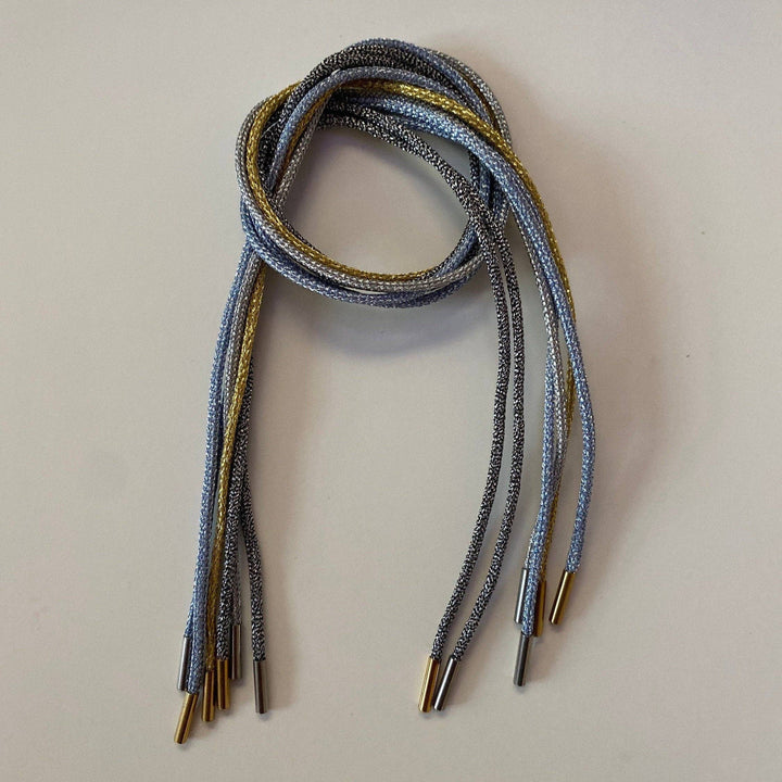 LB Beadz - Lurex Cord Bracelet or Necklace • Gold Cap Ends • For Big Hole Beads Forte Beads: Gunmetal Gold Ncklce