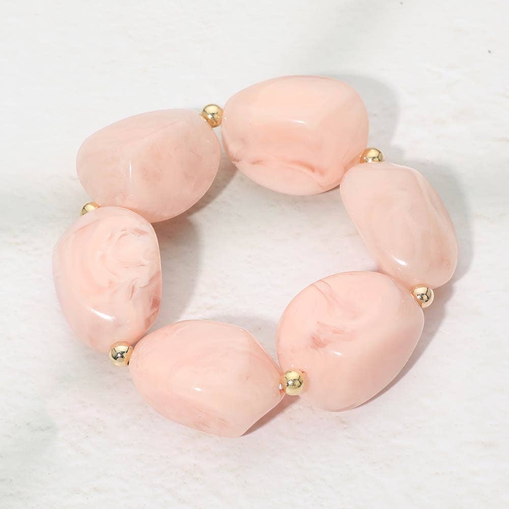 Sensibling Corp. - Chunky Resin Pebble Beaded Bracelet: Mint