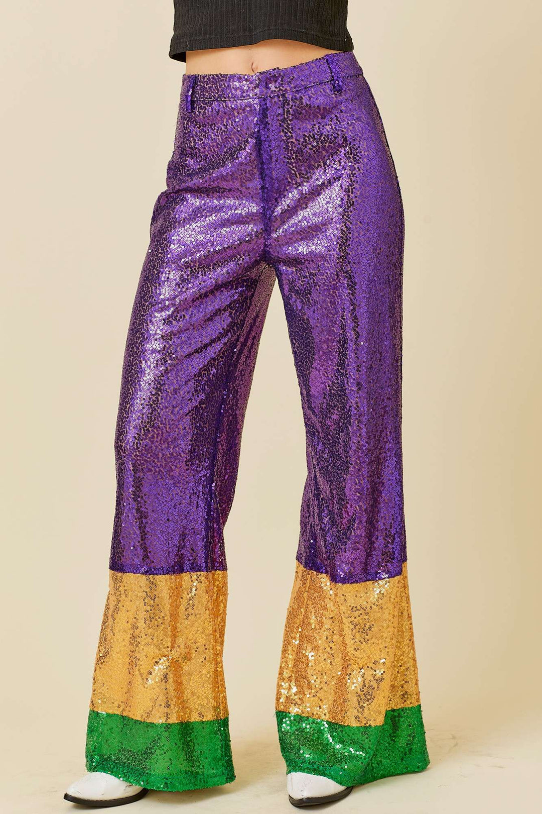 Main Strip - Mardi Gras Sequin Wide Pants: MARDI GRAS / L