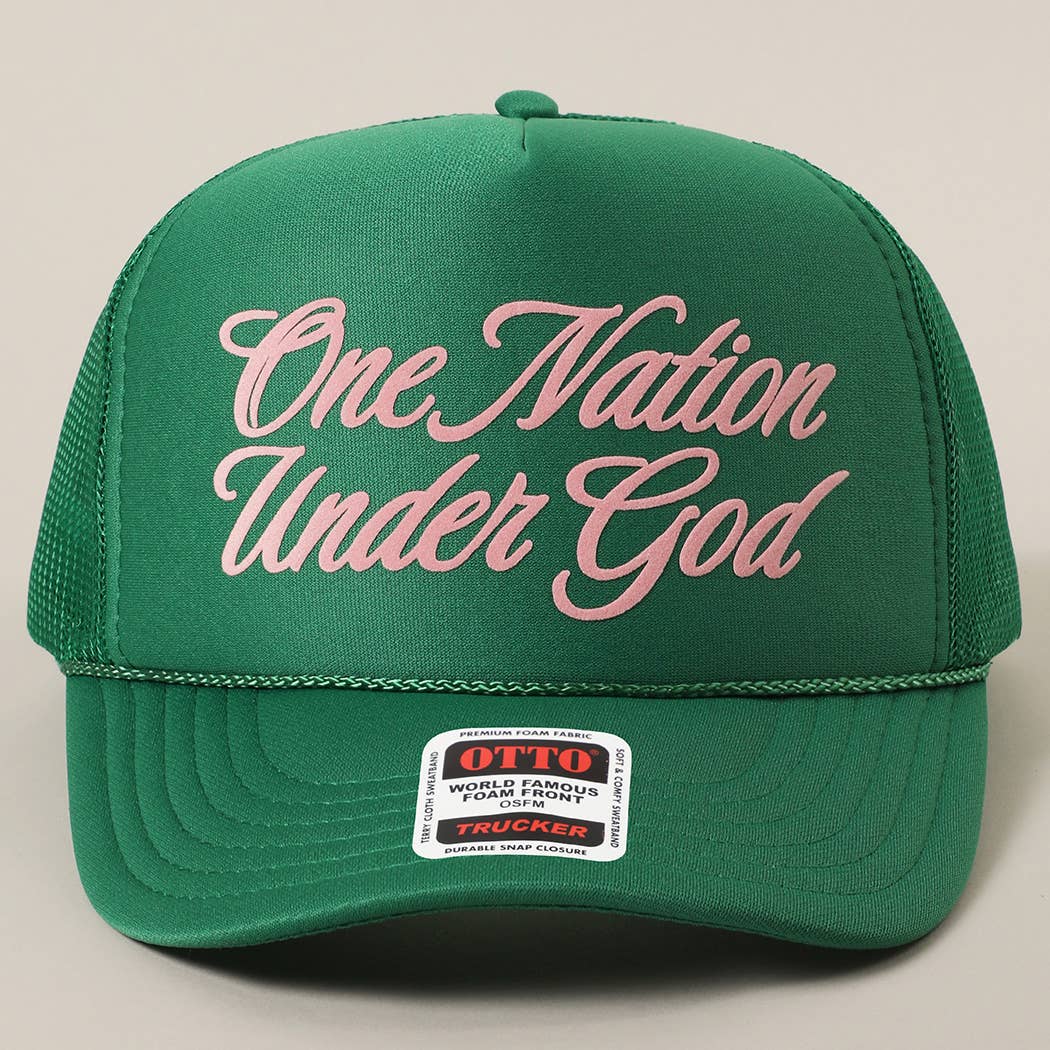 Fashion City - One Nation Under God Mesh Back Foam Trucker Hat: NEON PINK / One Size