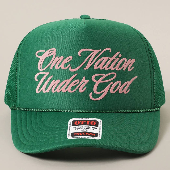 Fashion City - One Nation Under God Mesh Back Foam Trucker Hat: NEON PINK / One Size