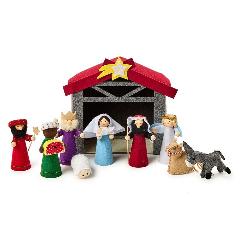 11 Pc Handcrafted Felt Nativity Set in Gift Box