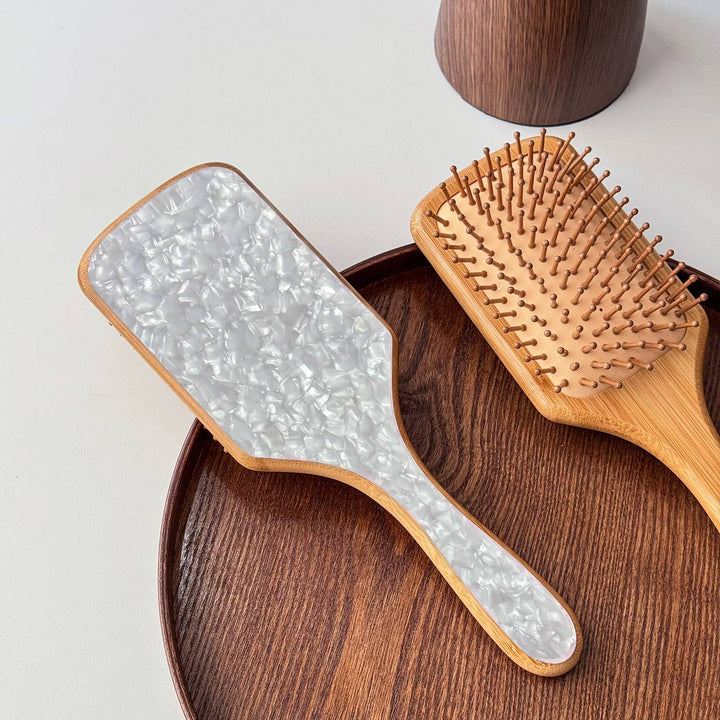 MKS America - Acetate Patterned Paddle Hair Brush with Wooden Edge: C3 / M