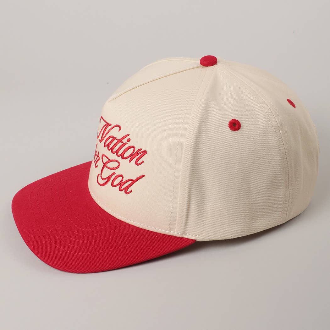 Fashion City - One Nation Under God Two-Tone Trucker Hat: NATURAL/RED / ONE SIZE