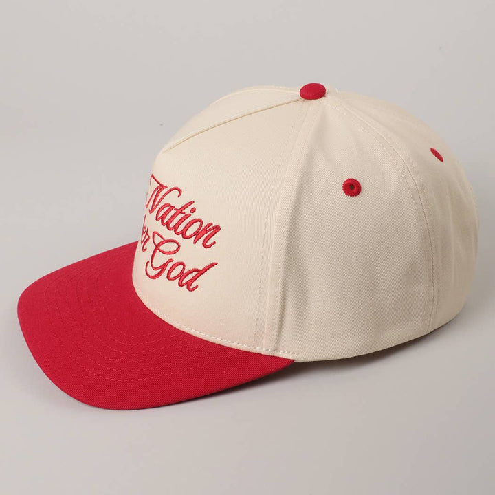 Fashion City - One Nation Under God Two-Tone Trucker Hat: NATURAL/RED / ONE SIZE