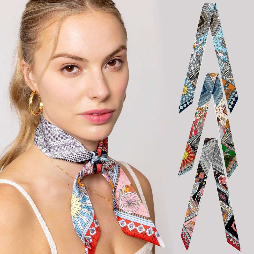 Fashion City - Colorful Geometric Pattern Light Weight Scarf: Red / ONE SIZE