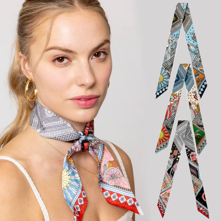 Fashion City - Colorful Geometric Pattern Light Weight Scarf: Red / ONE SIZE