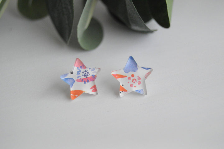 The Adorned Fox - Patriotic Watercolor Floral Stud Earrings