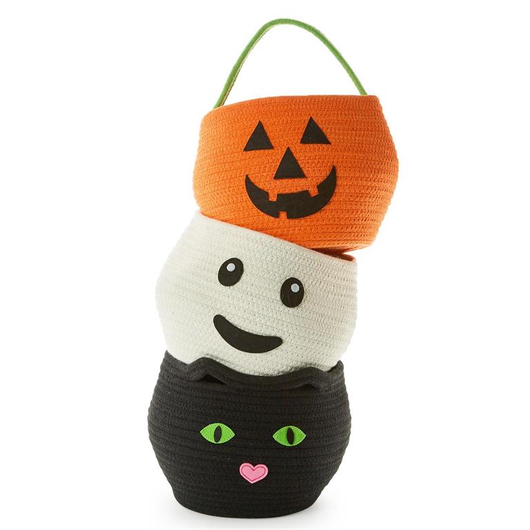 Halloween Cotton Rope Basket with Appliqué (In 3 Styles)