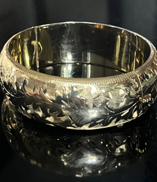 Estate Gold over Sterling Silver Bangle Bracelet