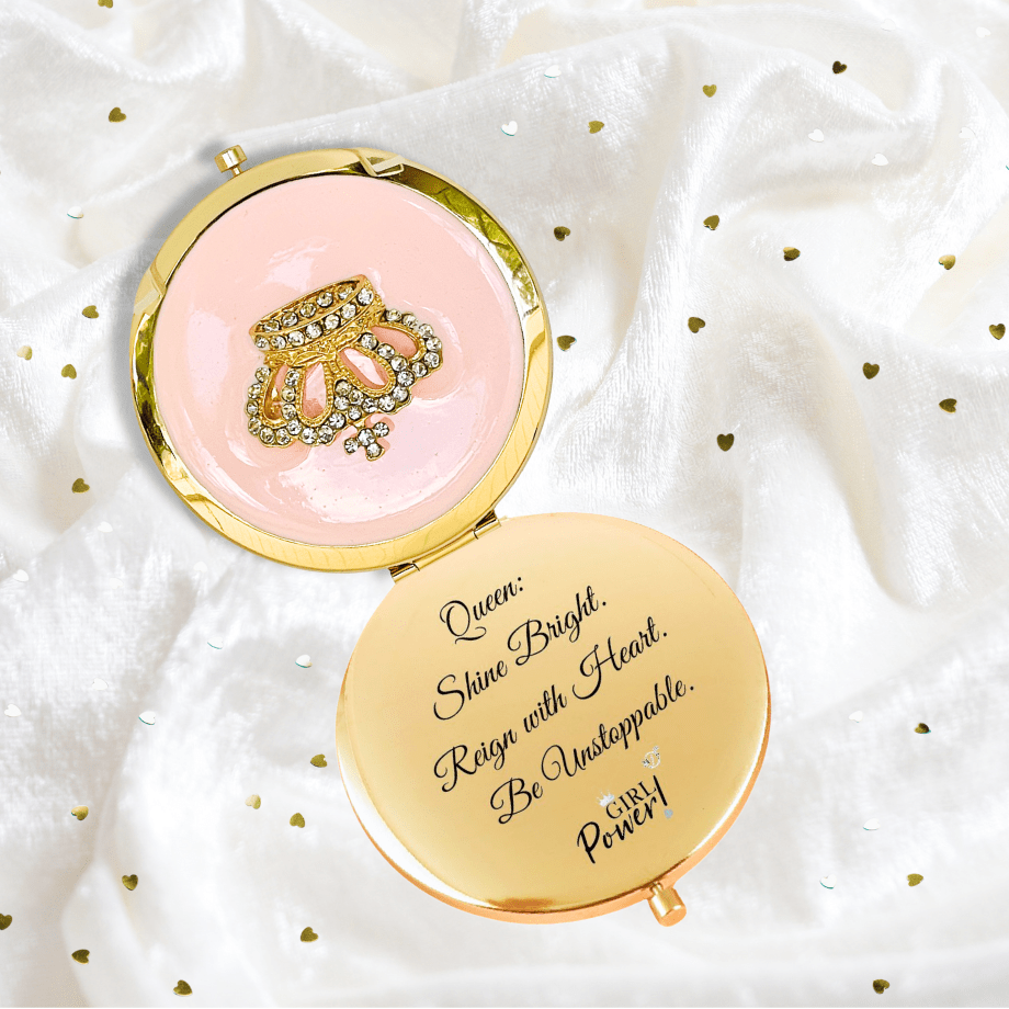 Girl Power 24/7 - Queen’s Heart Compact Mirror – Blush Pink & Gold
