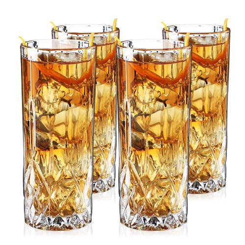 Viski - Admiral™ Vintage-Style Crystal Highball Glasses - Set of 4