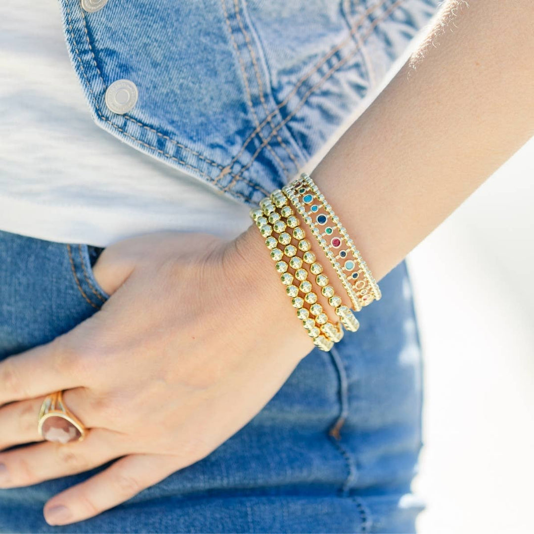 Splendid Iris - Crystal Accented Cuff Bracelet