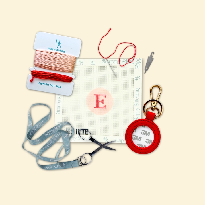 Happy Stitching - Our Initial Thought - Key Fob in Rosy Cheeks: J