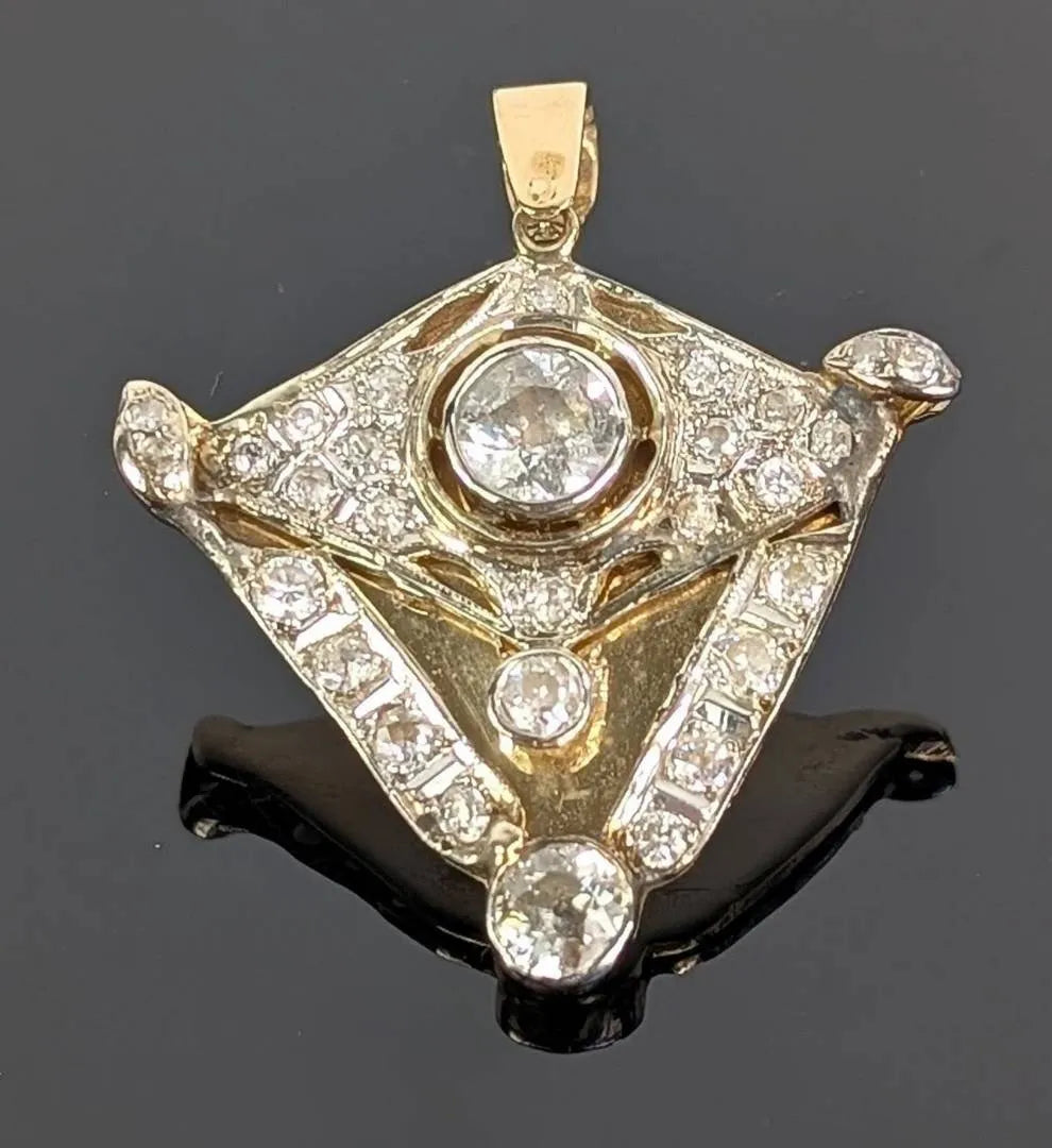 Estate Bespoke Yellow Gold Pendant With Antique Diamonds