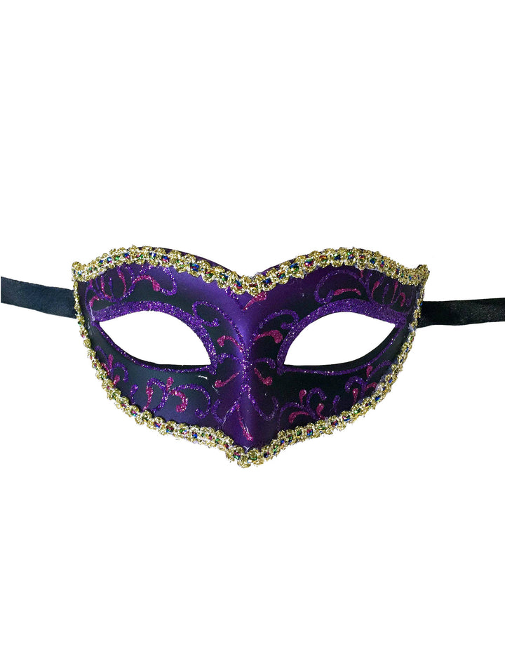 Mardi Gras Creations - Glitter Swirls Eyelet Mask With Trim: Mardigras