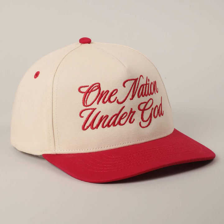 Fashion City - One Nation Under God Two-Tone Trucker Hat: NATURAL/RED / ONE SIZE