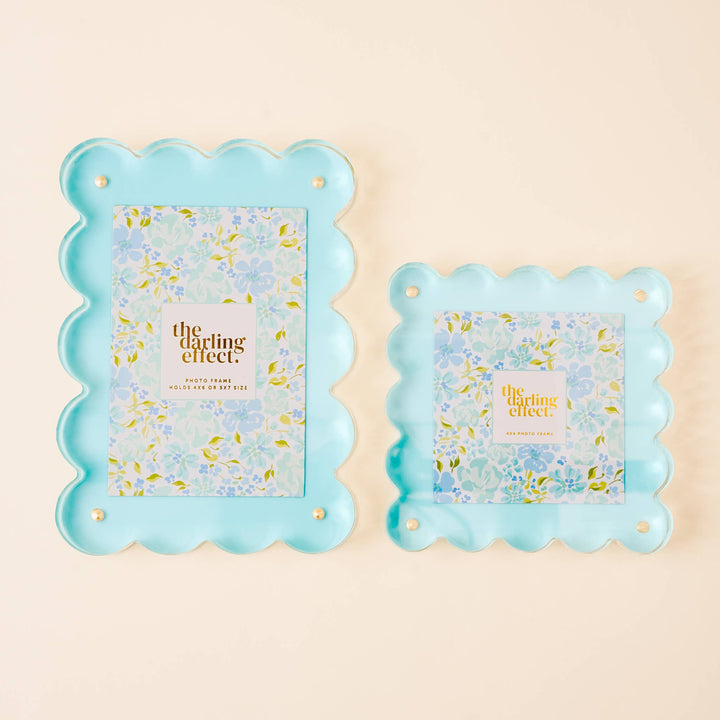 The Darling Effect - Rectangle Scalloped Acrylic Frame-Blue