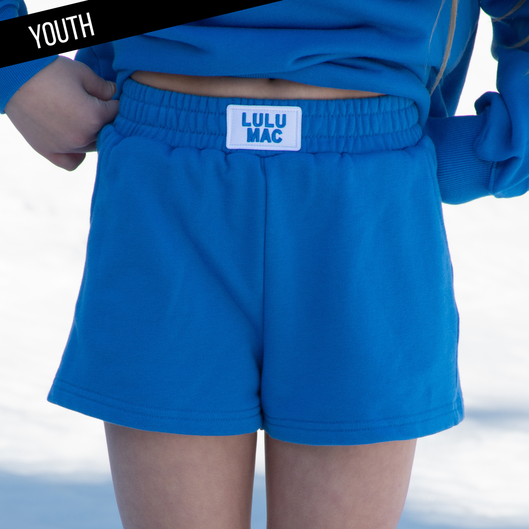 Lulu Mac KID TERRY CLOTH SHORTS -BRIGHT BLUE: Youth