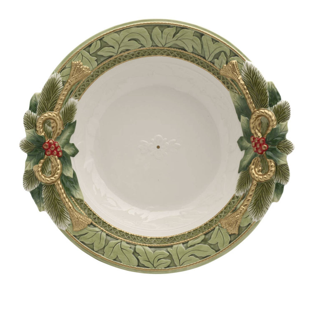 Fitz and Floyd® Mikasa® Pfaltzgraff® - Fitz & Floyd Holiday Hme Green Serve Bowl Gift Box Pkg: Green / Earthenware / Holiday