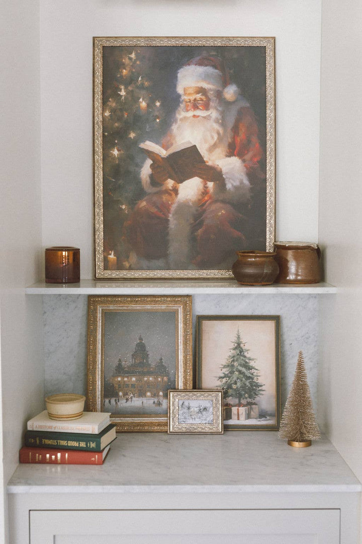 Petal Lane Home - Christmas Tree with Presents Framed Antique Art: 11x15
