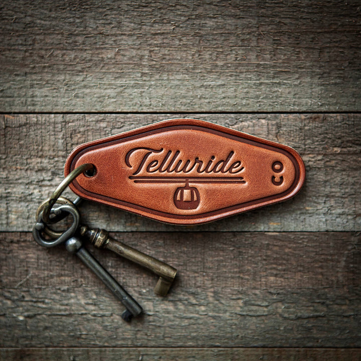 Sugarhouse Leather - Telluride Colorado Leather Keychain Motel Style