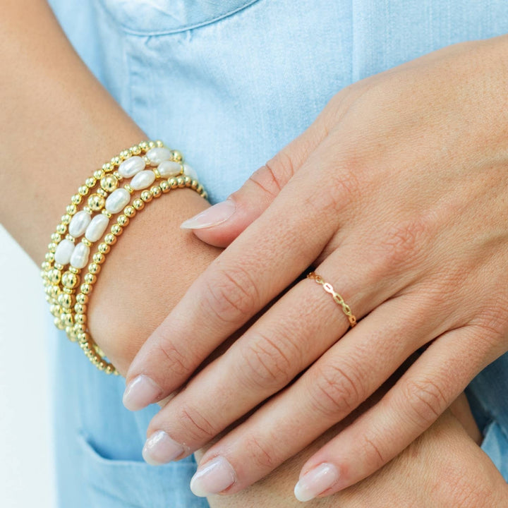 Splendid Iris - Perfectly Accented Pearl Stretch Bracelet